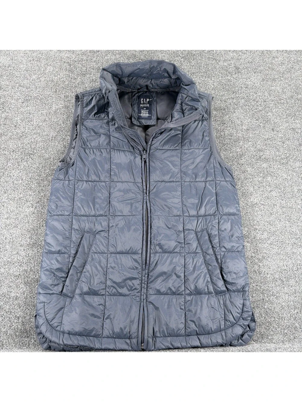 GAP Men's Upcycled Puffer Vest Navy Recycled Water Resistant EUC-XS Tall